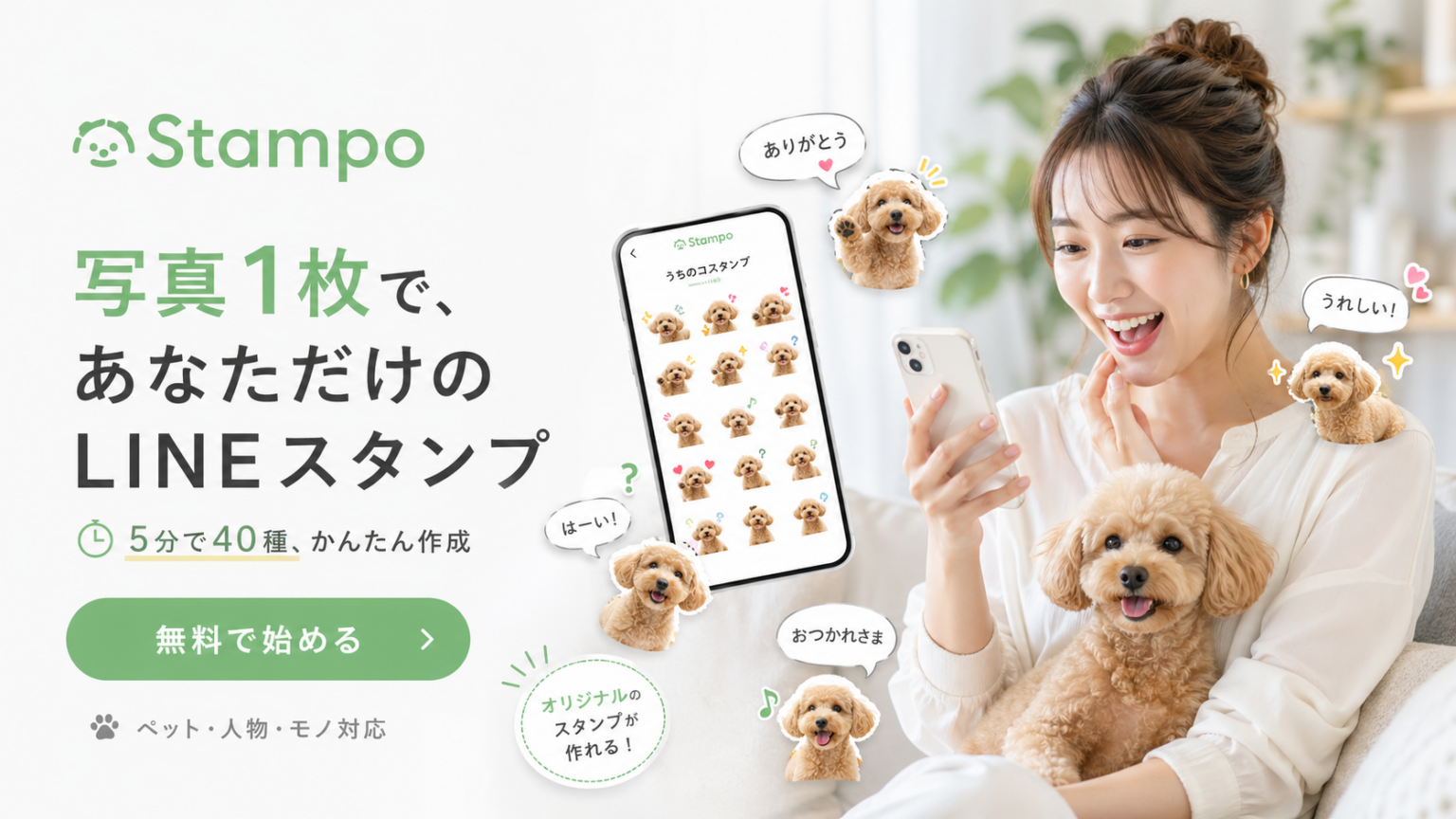 写真1枚からLINEスタンプ40個を最短5分で生成、Tiida TechがWebサービス「Stampo」公開