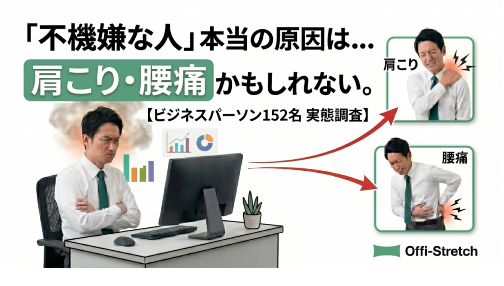 職場の不機嫌サイン、9割超が自覚 身体の痛みで集中低下93.4%=Well Body調査
